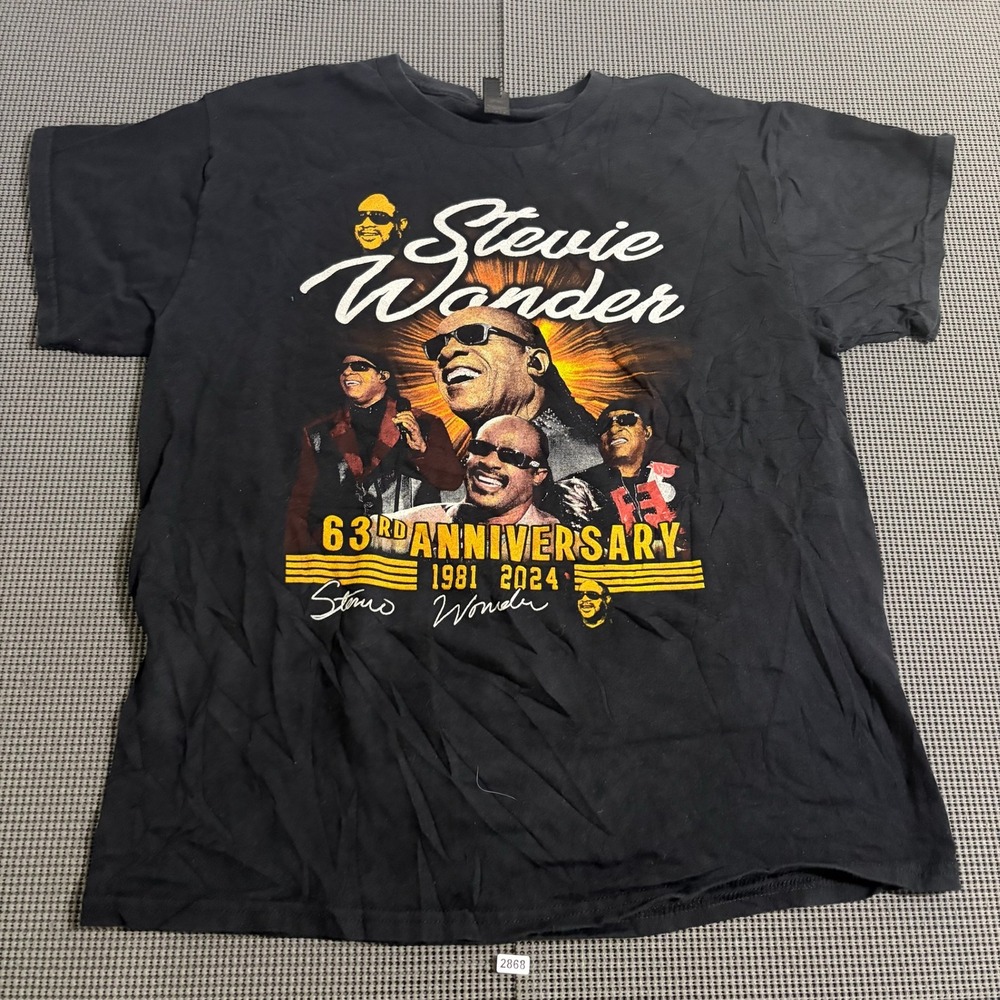 Gildan Stevie Wonder 63rd Anniversary Tour 2024 Black T-Shirt Size L
